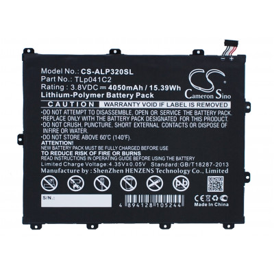 Battery for Alcatel  One Touch Hero 8, One Touch POP 8, OT-9020A, OT-D820X, OT-P320X, OT-P350X, P320A, Trek HD  TLp041C2, TLp041CC