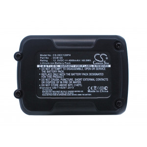 Battery for Dewalt  12V MAX Li-ion, DCD700, DCD710, DCD710D2-QW, DCD710N, DCD710S2, DCE0811, DCE0811D1G-QW, DCE0811D1R-QW, DCE0811LR-XJ, DCE0811NR-XJ, DCE0825, DCE0825D1G-QW, DCE085D1G-QW, DCE088, DCE088D1G-QW, DCE088D1R-QW, DCE088LR-XJ, DCE089, DCE089D1G