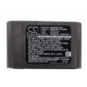 Battery for Dyson  DC31, DC31 Animal, DC34, DC35, DC35 Exclusive, DC44, DC44 Animal, DC44 Animal Fuchsia, DC44 Animal Total Clean, DC44 Exclusive  17083-2811, 17083-4211, 17083-5010, 18172-01-04, 18172-0201, 917083-03, 917083-05