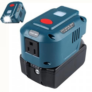 150W Power Inverter Portable for Makita 18V BL1830 BL1850 Lithium Battery,DC 18V to AC 110V Outdoor Inverter with AC Outlet and Dual USB+200LM LED Light Battery Adapter（Inverter only