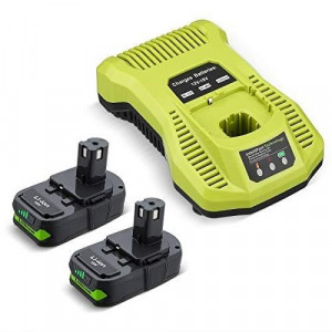 18V Replacement Battery & Charger Compatible with Ryobi 18V ONE + P108 P107 P104 P105 P102 P103 Tools Charger with 260051002 P117 P118 P113 BCL1418