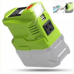 150W Power Inverter Portable Compatible with Ryobi 18V Battery P108 P107 P109,DC 18V to AC 110V Inverter with AC Outlet and Dual USB & 200LM LED Light Charger Adapter(Inverter only)