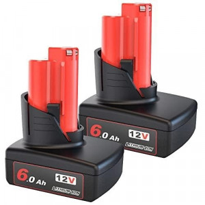 12V Battery 6.0Ah Compatible with Milwaukee M12 Electric Tools MLW2553-20, 2420-20, 2407-20, 2462-20, 48-59-2401, 2415-20, 2426-20, MLW2504-20, 2445-20, 49-24-0146, 2351-20, 2520-20 2Pack